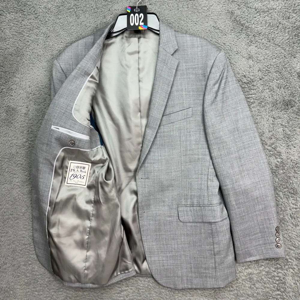 Jos.‎ A. Bank Blazer Mens 40 Short Grey 1905 Collection Slim Fit Wool Sport Coat